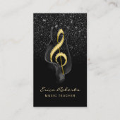 Musiklehrer Black Glitzer Singer Songwriter Visitenkarte (Vorderseite)