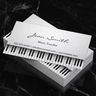 Musiklehrer Classy White Piano Musical Visitenkarte