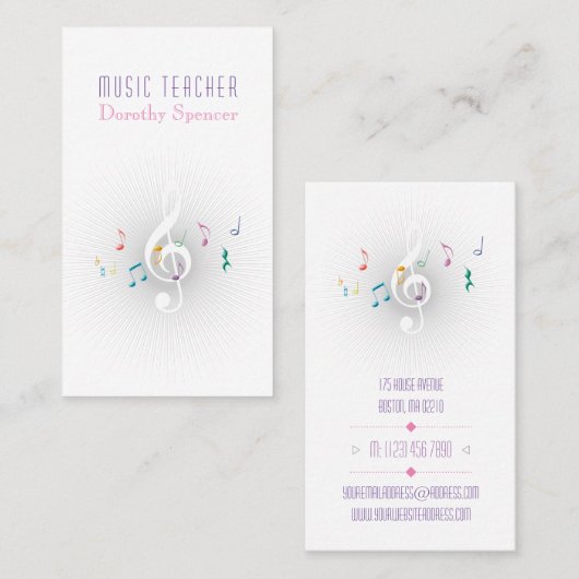 Musiklehrer | Color Business Card Visitenkarte (Vorne/Hinten)
