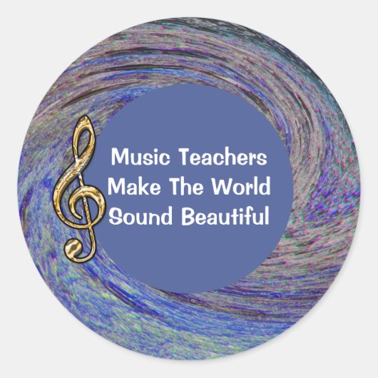 Musiklehrer Danke Blue Spiral Swirl School Runder Aufkleber (Vorderseite)