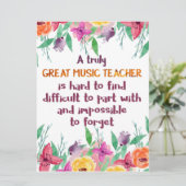 Musiklehrer Dekorationsgeschenk im Klassenzimmer Karte (Stehend Vorderseite)
