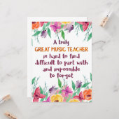 Musiklehrer Dekorationsgeschenk im Klassenzimmer Karte (Vorderseite/Rückseite Beispiel)