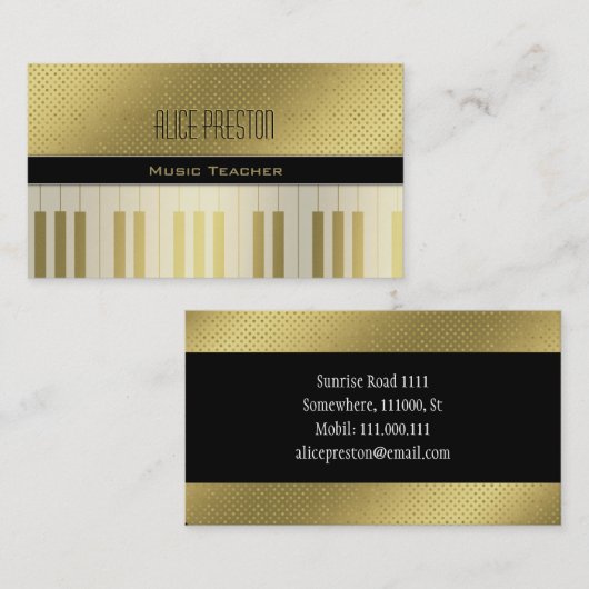 Musiklehrer | Einzigartige Golden Polka Dots Visitenkarte (Vorne/Hinten)