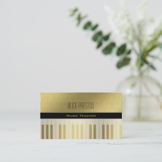 Musiklehrer | Einzigartige Golden Polka Dots Visitenkarte (Stehend Vorderseite)