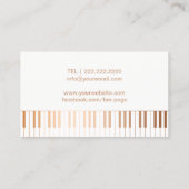 Musiklehrer Elegant Gold Piano Schlüssel Musik Visitenkarte (Rückseite)