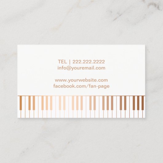 Musiklehrer Elegant Gold Piano Schlüssel Musik Visitenkarte (Rückseite)