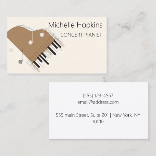 Musiklehrer Elegante Klaviertasten Rufkarte Telefonnummerkarte (Vorne/Hinten)