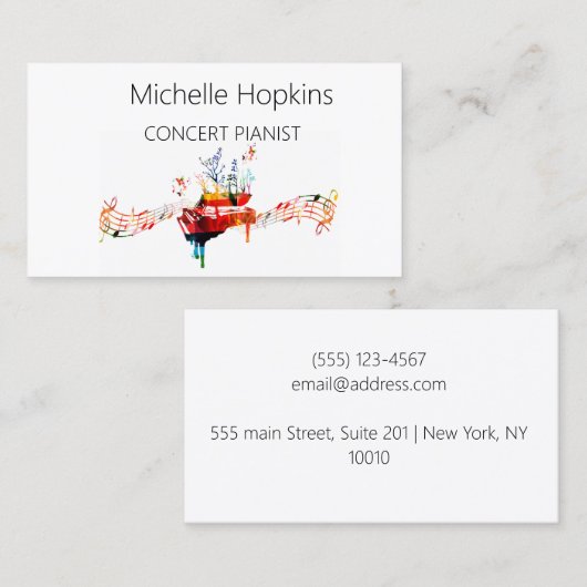Musiklehrer Elegante Klaviertasten Rufkarte Telefonnummerkarte (Vorne/Hinten)