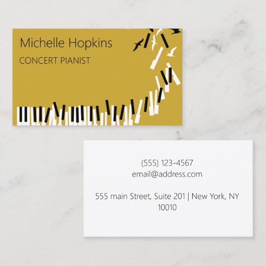 Musiklehrer Elegante Klaviertasten Rufkarte Telefonnummerkarte (Vorne/Hinten)