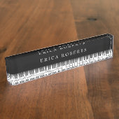 Musiklehrer Elegante Piano Keys Dark Namensplakette (Seite)