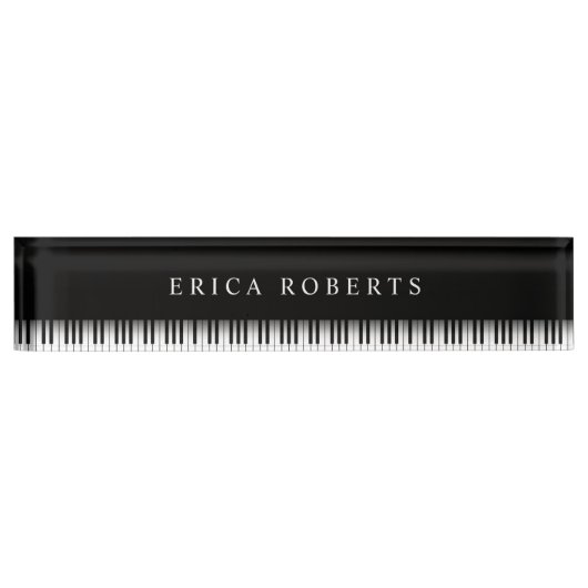 Musiklehrer Elegante Piano Keys Dark Namensplakette (Vorderseite)