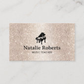 Musiklehrer Eleganter Glitzer Piano Musikalische M Visitenkarte (Vorderseite)
