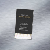 Musiklehrer | Elegantes Black Golden Piano Magnetische Visitenkarte (Beispiel)