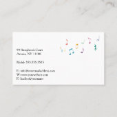 Musiklehrer | Farbige Klaviertasten Visitenkarte (Rückseite)