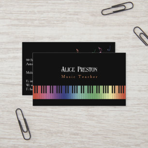 Musiklehrer   Farbige Piano Keys Business Card Visitenkarte