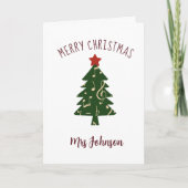 Musiklehrer Flute Piano Violine Weihnachtsbaum Feiertagskarte (Vorderseite)