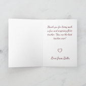 Musiklehrer Flute Piano Violine Weihnachtsbaum Feiertagskarte (Innenseite)