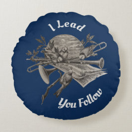 Musiklehrer für Vintage Musikinstrumente Rundes Kissen