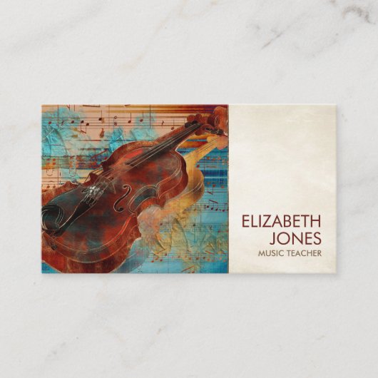 Musiklehrer Geige Art Collage - gemischte Medien Visitenkarte (Vorderseite)