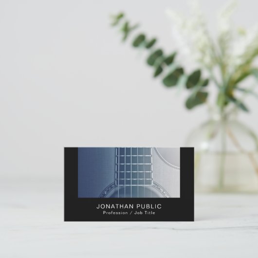 Musiklehrer Gitarre Tutorials Silk Finish Luxe Visitenkarte (Stehend Vorderseite)