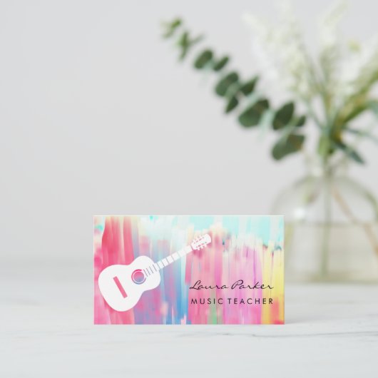Musiklehrer Gitarrenspielerin Instrument Paint Art Visitenkarte (Stehend Vorderseite)