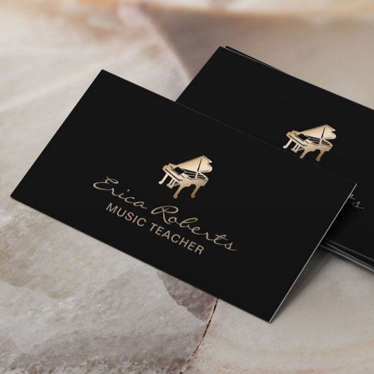Musiklehrer Gold Piano Icon Klassik Musikalisch Visitenkarte