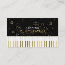 Musiklehrer | Golden Black Floral Piano
