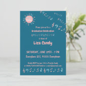 Musiklehrer Graduiertenstudium Party notiert blaue Einladung (Stehend Vorderseite)