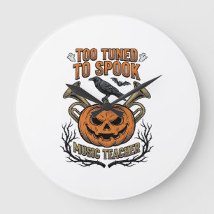 Musiklehrer Halloween-Kürbisgravur-Shirt De Große Wanduhr