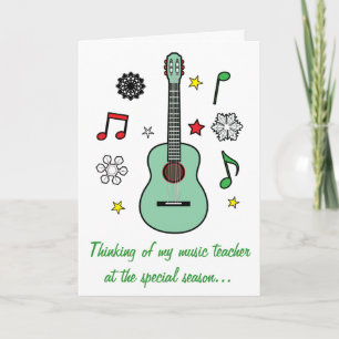 Musiklehrer Holiday Card Gitarre und Anmerkungen Feiertagskarte