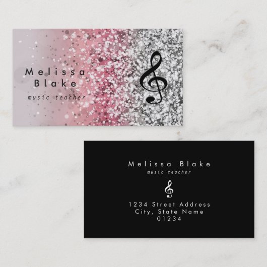 Musiklehrer Imitate Glitzer funkelnde Wirkung Visitenkarte (Vorne/Hinten)
