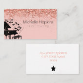 Musiklehrer Imitate Goldfolie auf heißen rosa Visitenkarte (Vorne/Hinten)