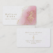 Musiklehrer Imitate Goldfolie auf heißen rosa Visitenkarte (Vorne/Hinten)