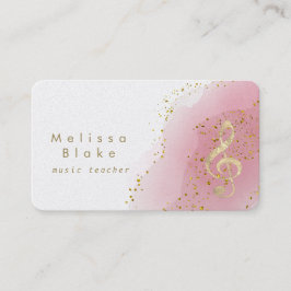 Musiklehrer Imitate Goldfolie auf heißen rosa Visitenkarte