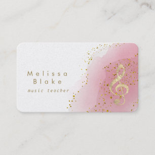 Musiklehrer Imitate Goldfolie auf heißen rosa Visitenkarte