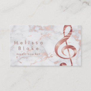 Musiklehrer Imitate Rose Gold-Dehnung auf Marmor Visitenkarte
