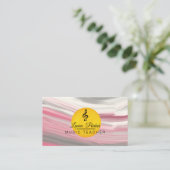 Musiklehrer klingeln Note Pink Sound Waves Visitenkarte (Stehend Vorderseite)