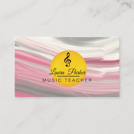 Musiklehrer klingeln Note Pink Sound Waves Visitenkarte (Vorderseite)