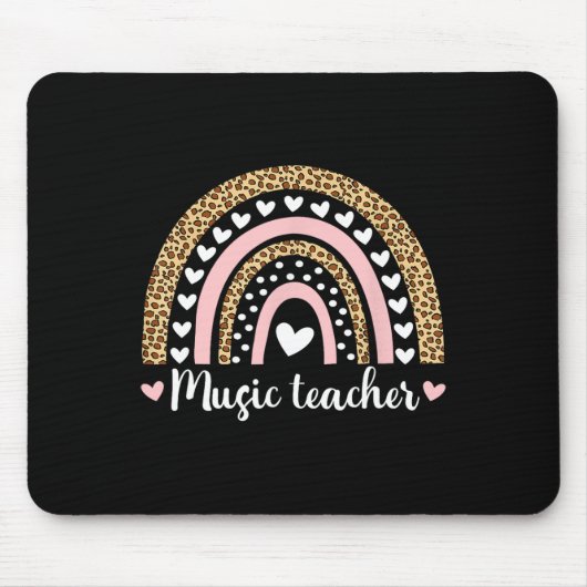 Musiklehrer Leopard Boho Rainbow 100 Days of Sch Mousepad (Vorne)
