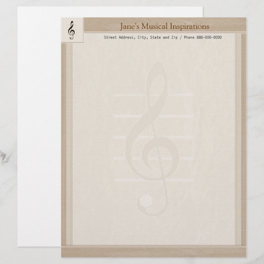 Musiklehrer Letterhead Stationary Briefbogen (Vorne/Hinten)