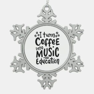 Musiklehrer machen Kaffee in Bildung Schneeflocken Zinn-Ornament
