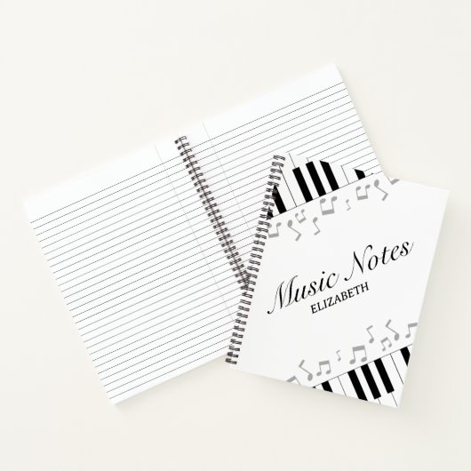 Musiklehrer Moderne Klaviertastatur Musiknoten Notizblock (Innenseite)