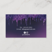 Musiklehrer Moderne Lila Tropfen Klaviertasten Visitenkarte (Rückseite)