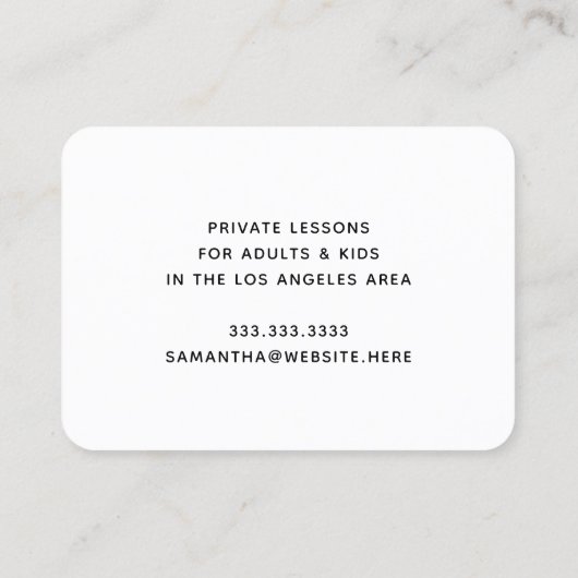 Musiklehrer Moderner Schwarzer Blütenklatscher Cle Visitenkarte (Rückseite)