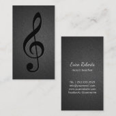 Musiklehrer Musical Clef Symbol Elegant Schwarz Visitenkarte (Vorne/Hinten)