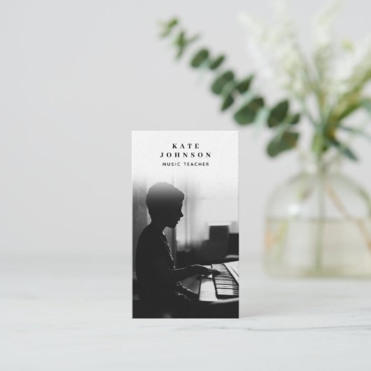 Musiklehrer Musiker Foto Social Media QR Code Visitenkarte (Stehend Vorderseite)