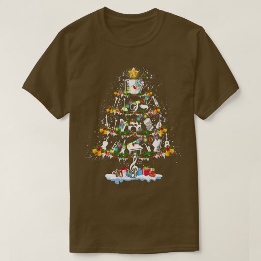 Musiklehrer Musikinstrument Weihnachtsbaum T-Shirt (Design vorne)