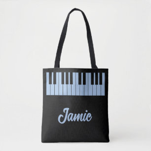 Musiklehrer Pastellblau Klaviertastatur Name Dunke Tasche