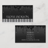 Musiklehrer Pianist Black Glitzer Visitenkarte (Vorne/Hinten)
