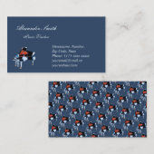 Musiklehrer Piano elegant blau Visitenkarte (Vorne/Hinten)